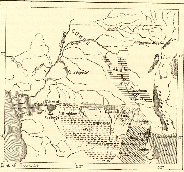 Carte de l'État Indépendant du Congo en 1885