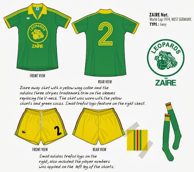 ZAÏRE 1974 équipement Short + Maillot adidas